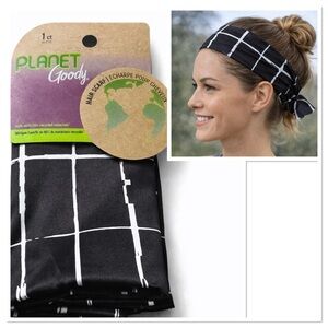 Planet Goody Hair Scarf Black White Grid Head Wrap Eco Friendly OS